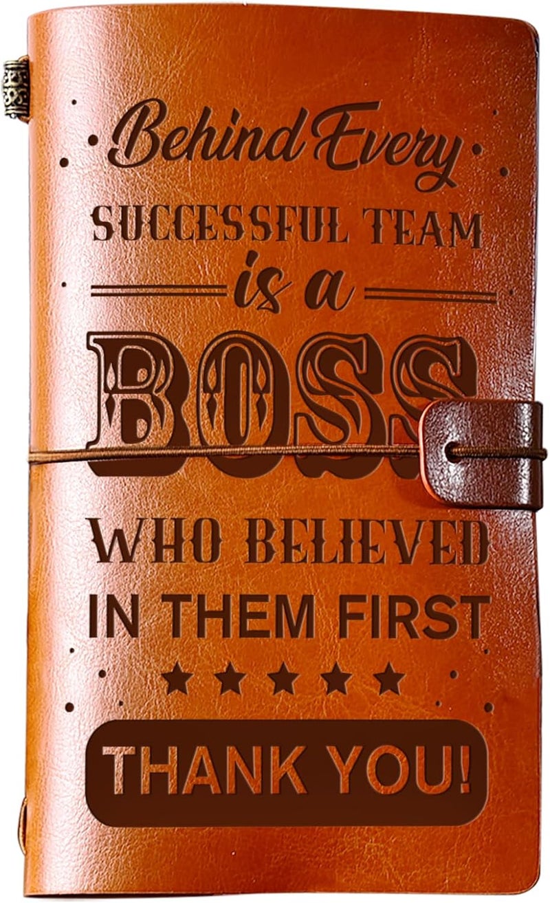 PRSTENLY Boss Gifts Leather Journal, 140 Page Refillable Journal Thank You Appreciation Farewell Retirement Christmas Birthday Bosses Day Gifts for Women Men Boss Lady - Image 1